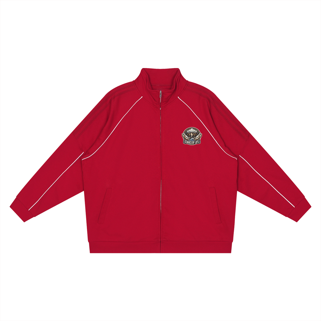 Reflection Striped Raglan Sleeve Jacket - STAGES OF LIFE