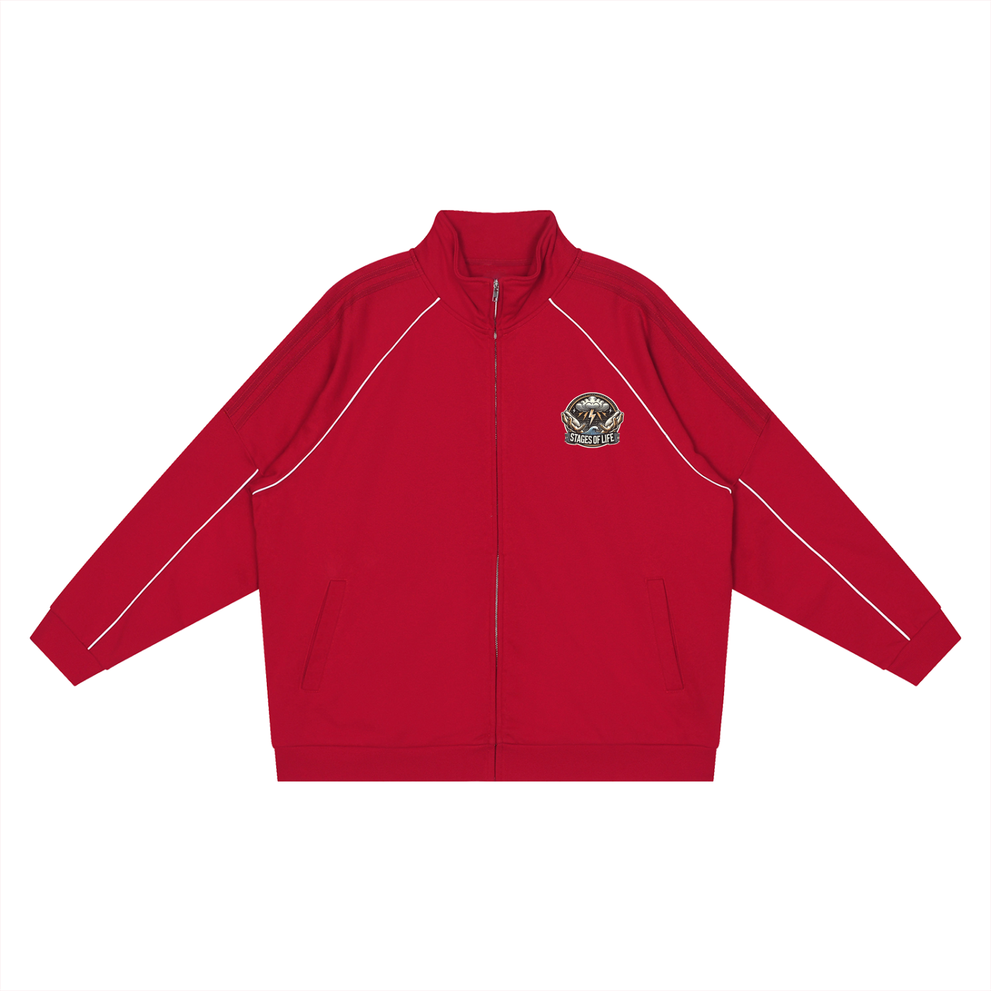 Reflection Striped Raglan Sleeve Jacket - STAGES OF LIFE