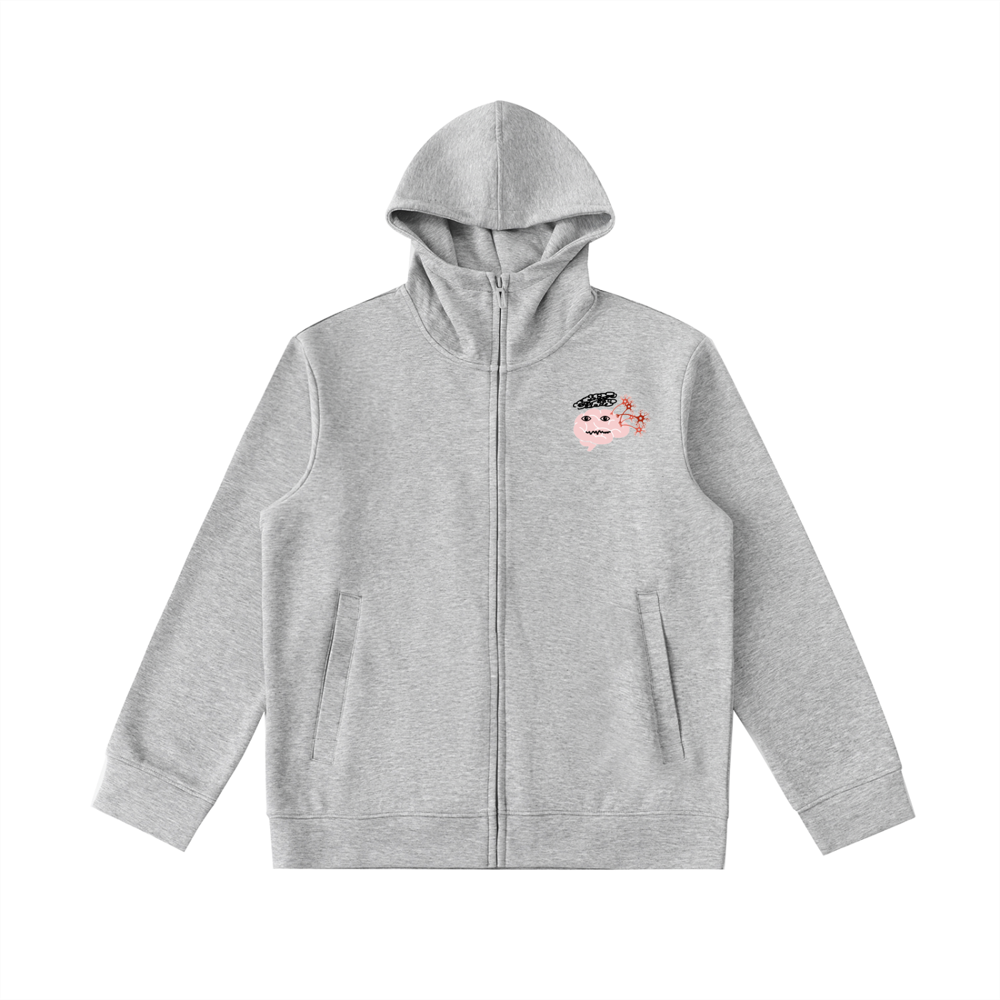 Essential Heavyweight High Neck Hoodie - Brain Frazzled