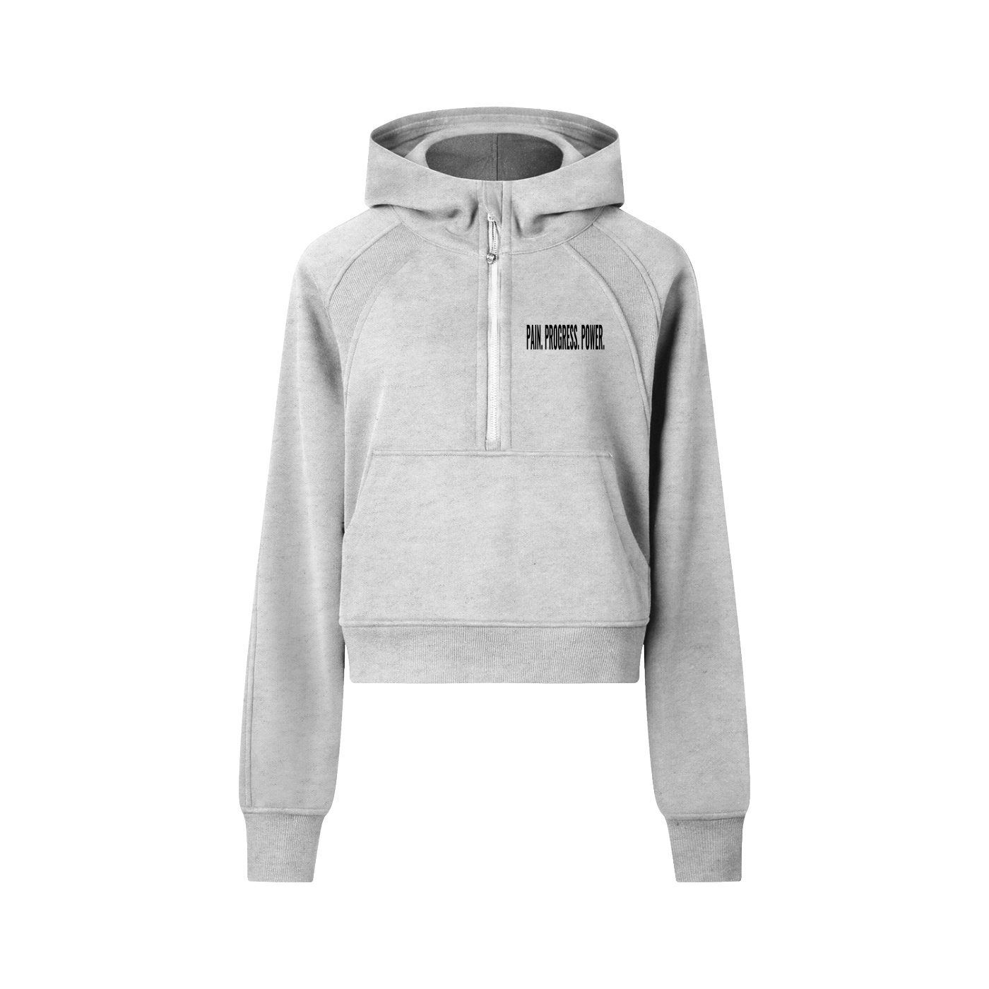 PAIN. PROGRESS. POWER. Cropped Half-Zip Hoodie