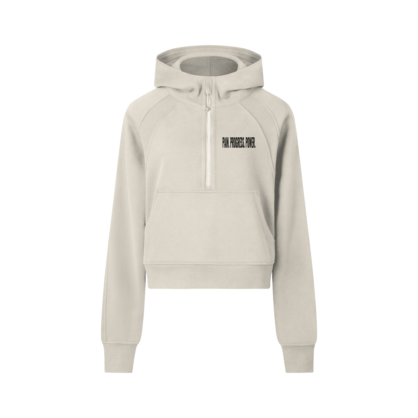 PAIN. PROGRESS. POWER. Cropped Half-Zip Hoodie