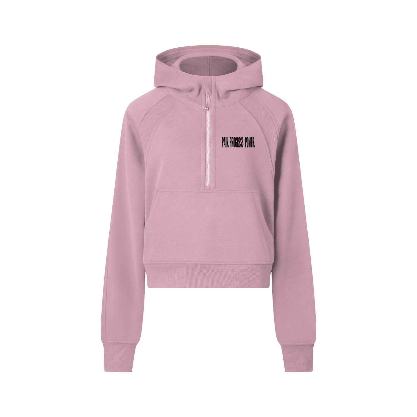 PAIN. PROGRESS. POWER. Cropped Half-Zip Hoodie